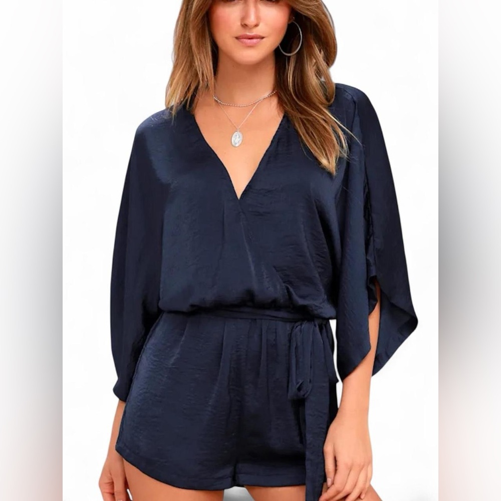 Ain't It Grand Navy Blue Romper Lulu’s